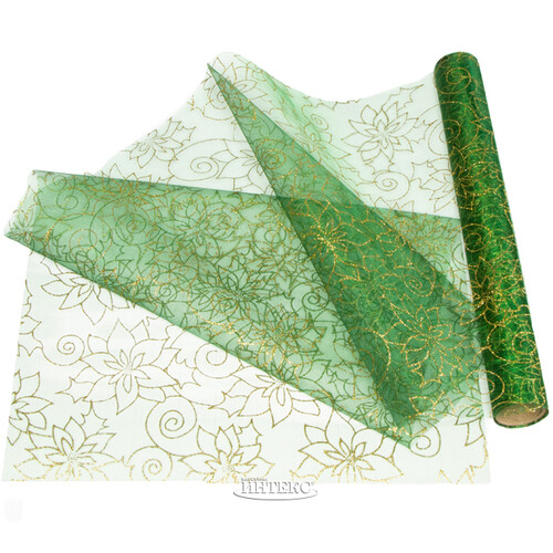 Ткань для декорирования Танцующие тюльпаны 35*200 см таинственный зелёный Kaemingk