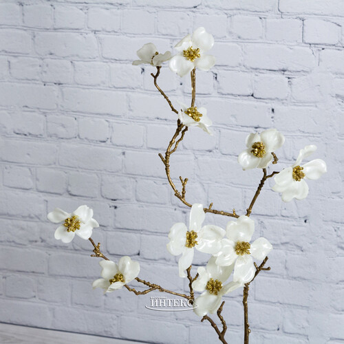 Декоративная ветка Цветущий Кизил 92 см белый Kaemingk