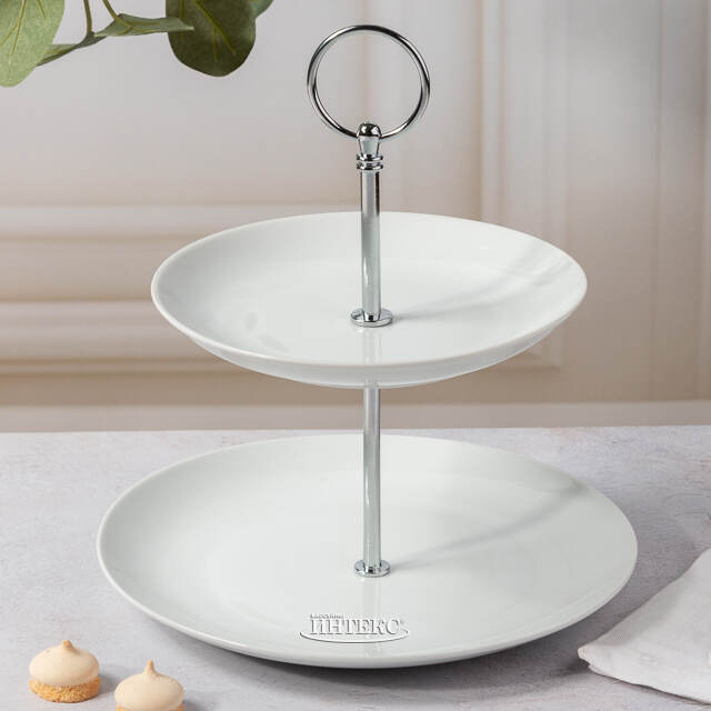 Этажерка для фруктов Гримальди двухъярусная 25 см, фарфор Koopman