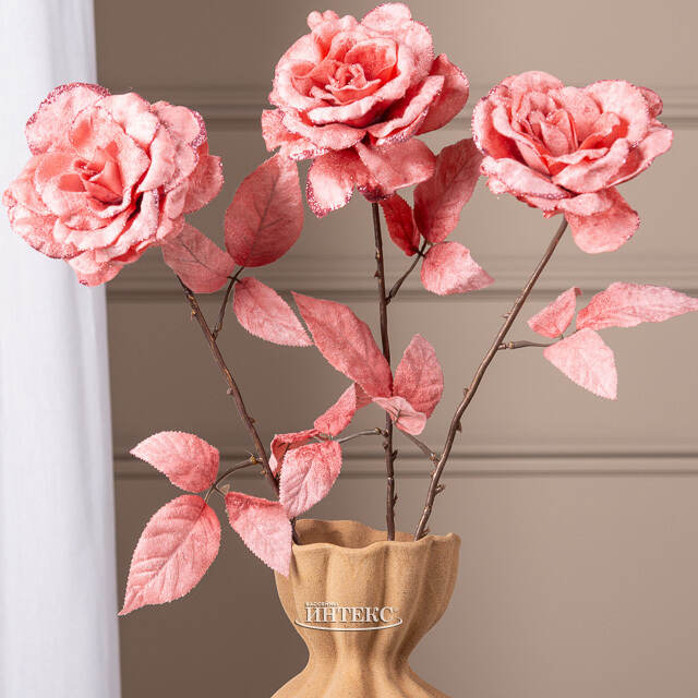 Искусственная роза Аурелия 60 см розовый бархат Kaemingk