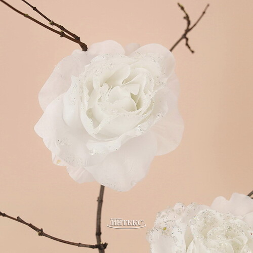 Роза Искристая 14 см белая, клипса Kaemingk