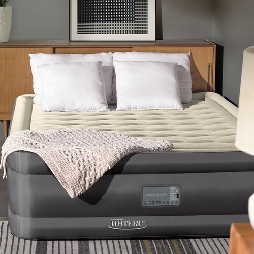 Надувная кровать с насосом TruAire Queen с USB-портом 152*203*46 см INTEX