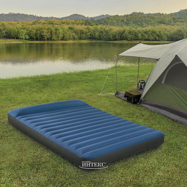 Надувной туристический матрас для кемпинга 137*191*22 см, с USB-насосом INTEX