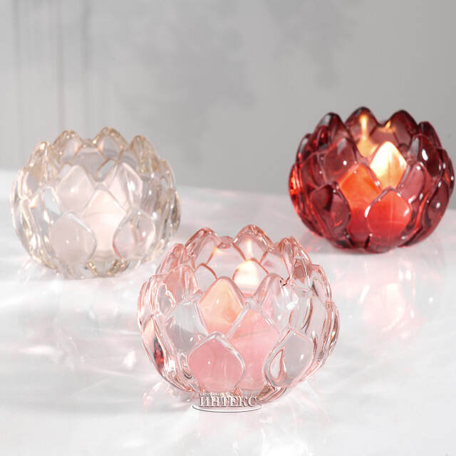 Стеклянный подсвечник для чайной свечи Артишок 8*6 см, красный Goodwill