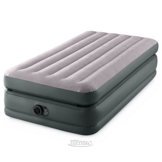 Надувная кровать с насосом Prime Comfort Twin, 99*191*51 см, серая INTEX (Интекс)