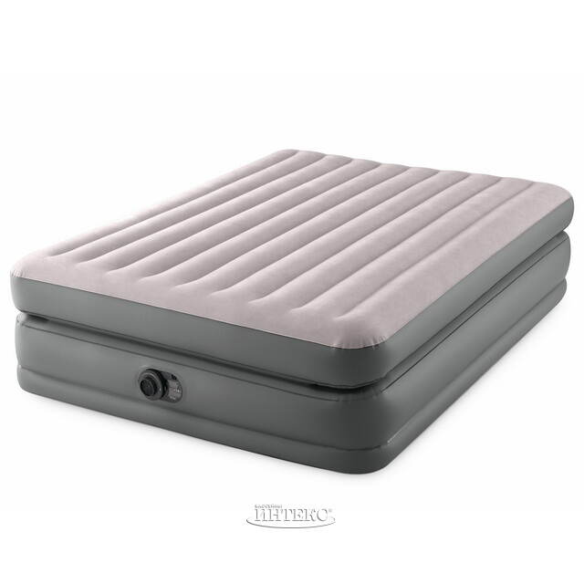 Надувная кровать с насосом Prime Comfort Queen, 152*203*51 см, серая INTEX (Интекс)