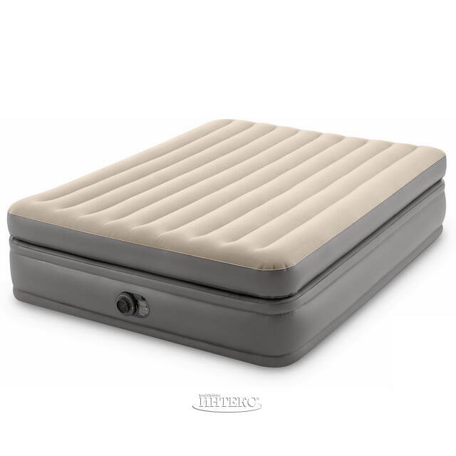 Надувная кровать с насосом Prime Comfort Queen, 152*203*51 см, бежевая INTEX (Интекс)