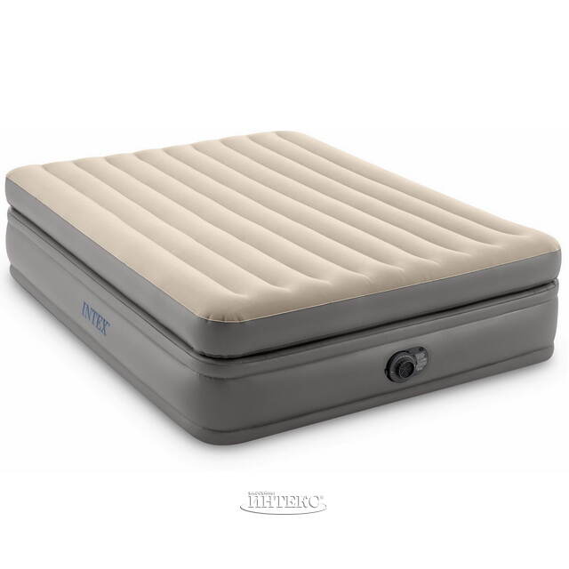 Надувная кровать с насосом Prime Comfort Queen, 152*203*51 см, бежевая INTEX (Интекс)