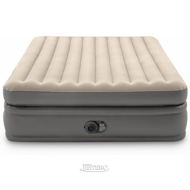 Надувная кровать с насосом Prime Comfort Queen, 152*203*51 см, бежевая INTEX (Интекс)