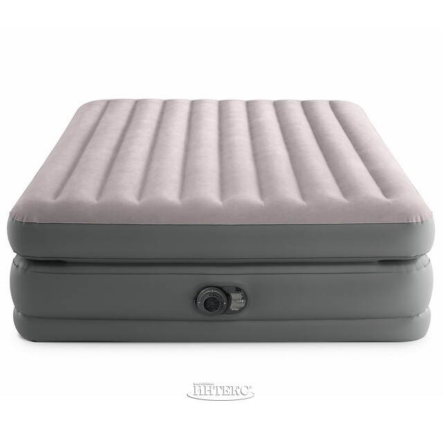 Надувная кровать с насосом Prime Comfort Queen, 152*203*51 см, серая INTEX (Интекс)
