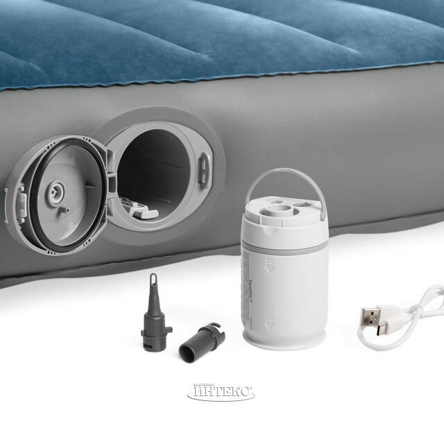 Надувной матрас с насосом Prestige Twin (Престиж Твин) с USB-портом, 152*203*25 см INTEX (Интекс)