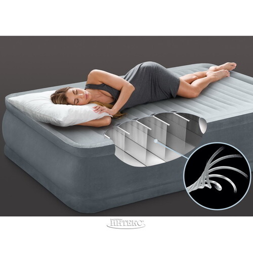Надувная кровать с насосом Comfort-Plush 99*191*46 см INTEX