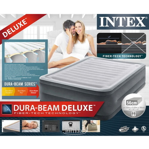 Надувная кровать с насосом Comfort-Plush 152*203*56 см INTEX
