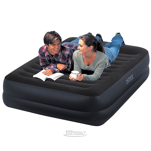 Надувная кровать с насосом Pillow Rest 152*203*42 см INTEX