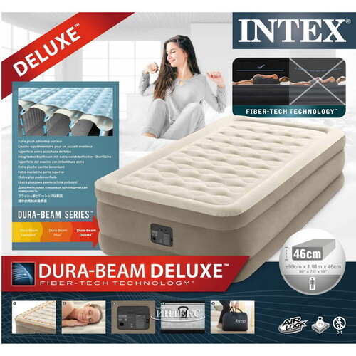 Надувная кровать с насосом Ultra Plush Twin, 99*191*46 см INTEX