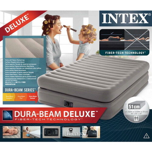 Надувная кровать с насосом Prime Comfort 152*203*51 см INTEX