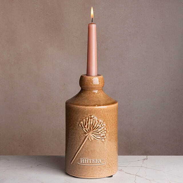 Декоративный подсвечник Ботаника 21 см карамельный Kaemingk