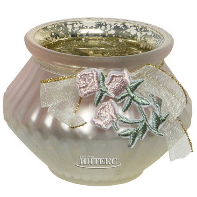 Стеклянный подсвечник Fleur Romantique: Rose 8 см Kaemingk (Кейминг)