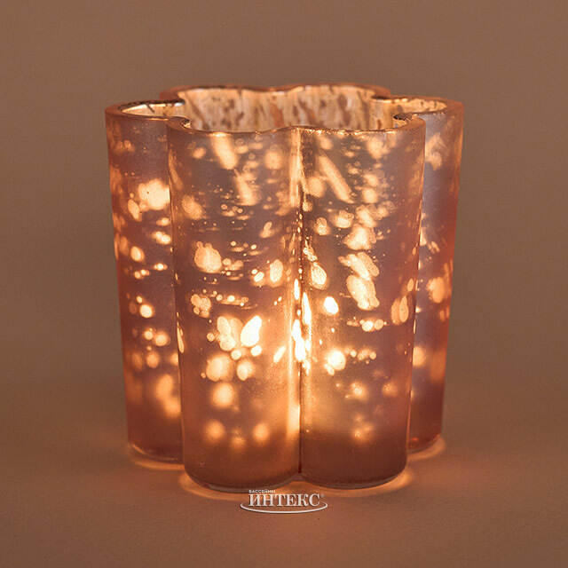 Стеклянный подсвечник для маленькой свечи Нежная Фиалка 6 см розовый Kaemingk