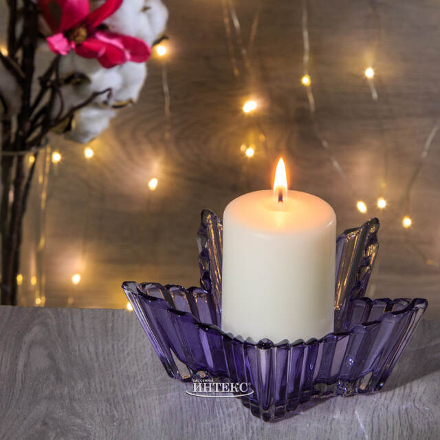 Стеклянный подсвечник Утренняя Звезда 14 см сиреневый Kaemingk (Кейминг)