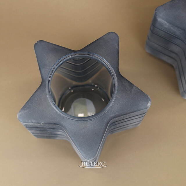 Стеклянный подсвечник Blue Frosty 23 см Kaemingk