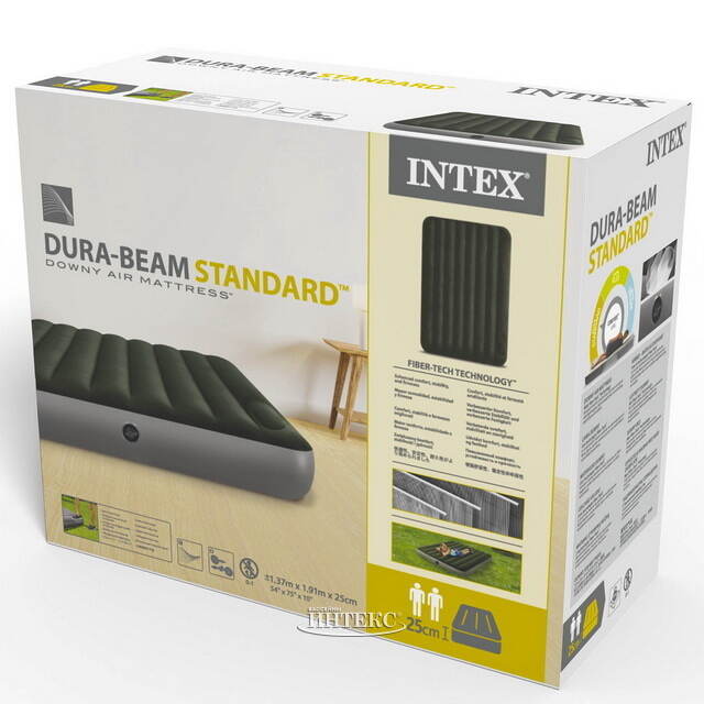 Надувной матрас Downy (Дауни) 137*191*25 см, со встроенным ножным насосом INTEX (Интекс) 64762 INTEX (Интекс)