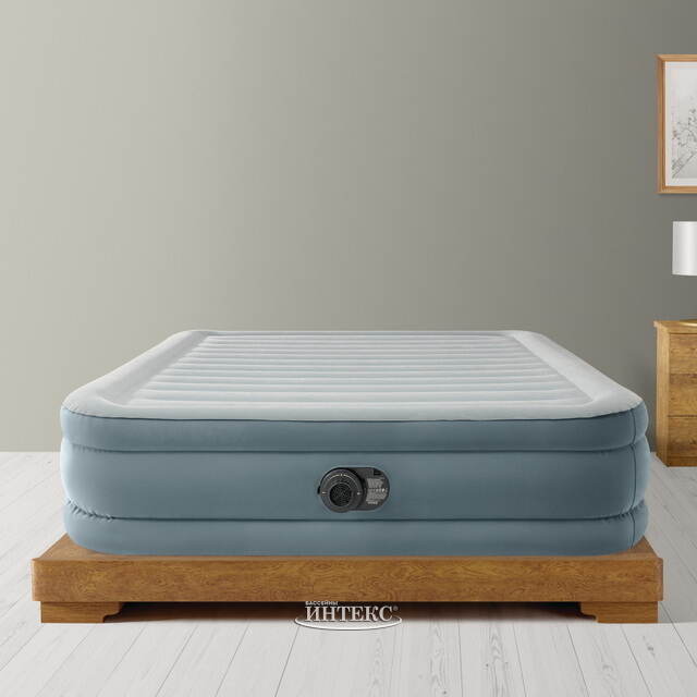 Надувная кровать с насосом Queen Trend (Квин Тренд), 152*203*46 см INTEX (Интекс)
