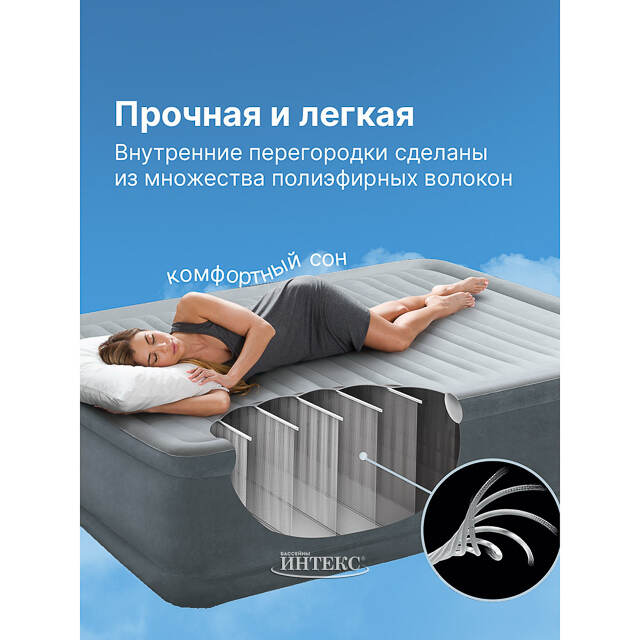 Надувная кровать с насосом Premaire (Премьер) I 137*191*46 см INTEX (Интекс)