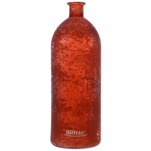 Стеклянная красная ваза - бутылка Констанция 40 см Kaemingk