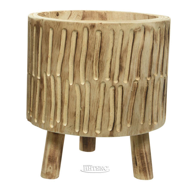 Деревянное кашпо на ножках Павловния Элмонд 22 см Kaemingk (Кейминг)