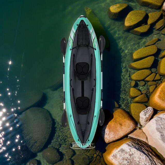 Надувная байдарка Ventura Elite-X2 двухместная 330*86 см + насос и весла Bestway