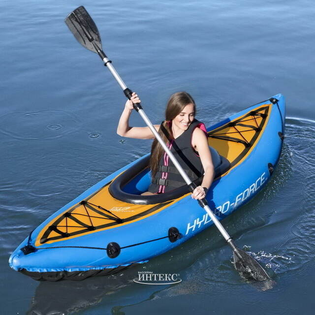 Надувная байдарка Champion-X1 одноместная 275*81 см + насос и весла Bestway