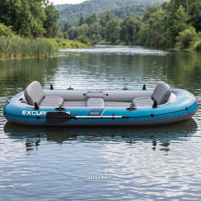 Надувная лодка Excursion (Экскуршен) пятиместная 366*168*43 см + насос и вёсла INTEX (Интекс)