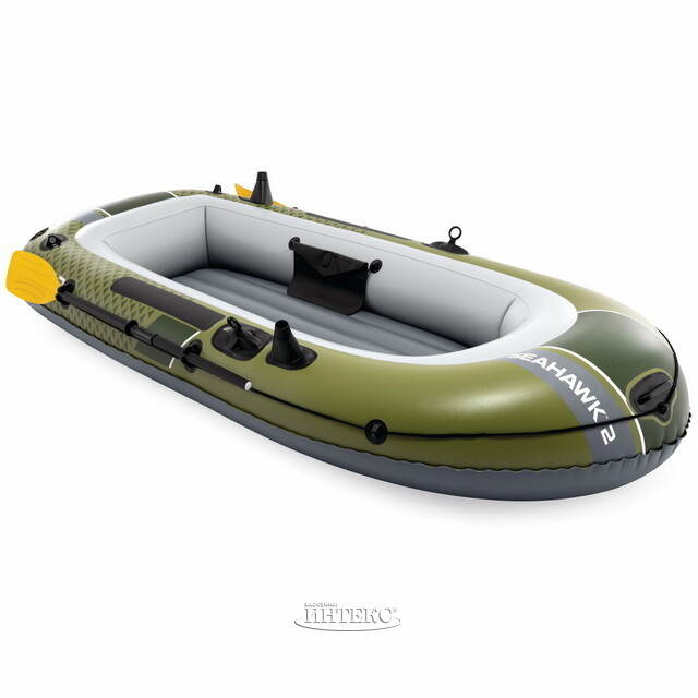 Надувная лодка Seahawk (Сихоук) двухместная 236*114*41 см + насос и весла INTEX (Интекс)