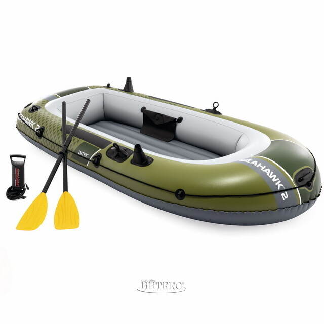 Надувная лодка Seahawk (Сихоук) двухместная 236*114*41 см + насос и весла INTEX (Интекс)