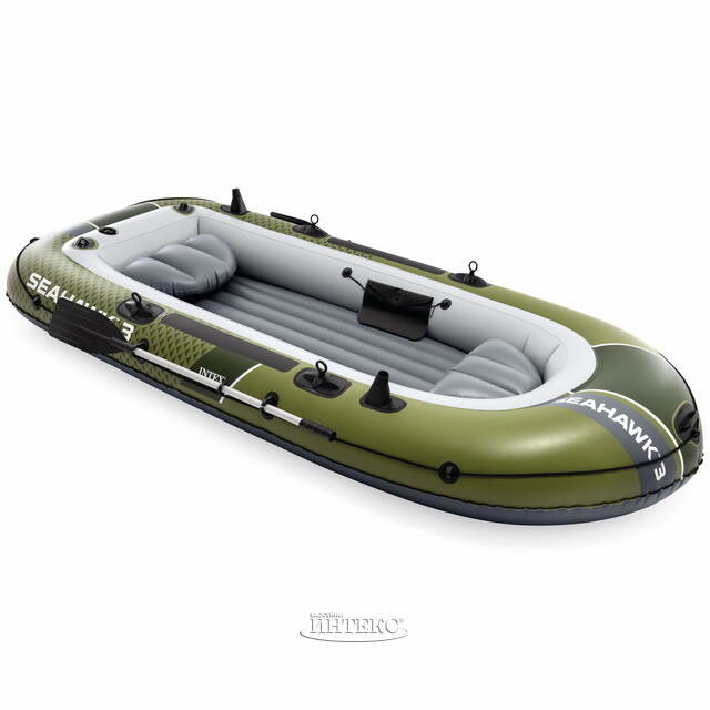 Надувная лодка Seahawk (Сихоук) трехместная 295*137*43 см + насос и весла INTEX (Интекс)