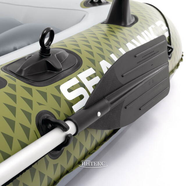 Надувная лодка Seahawk (Сихоук) трехместная 295*137*43 см + насос и весла INTEX (Интекс)