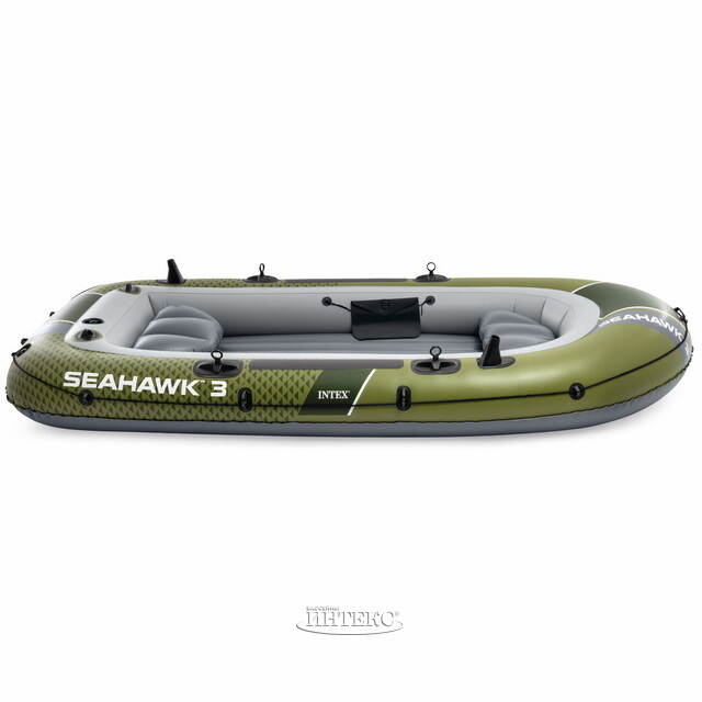 Надувная лодка Seahawk (Сихоук) трехместная 295*137*43 см + насос и весла INTEX (Интекс)