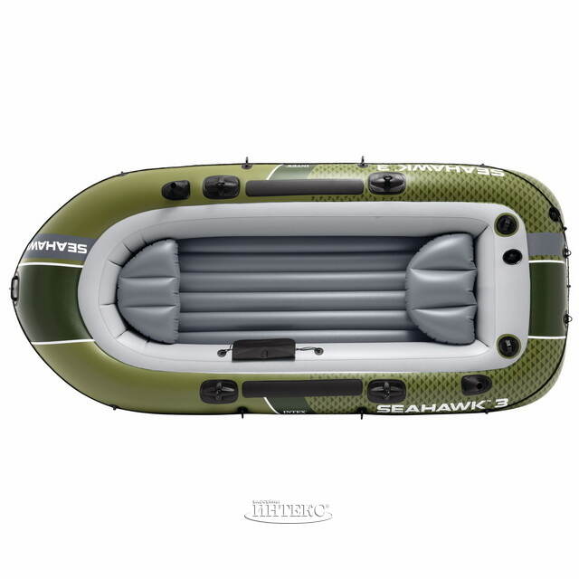 Надувная лодка Seahawk (Сихоук) трехместная 295*137*43 см + насос и весла INTEX (Интекс)