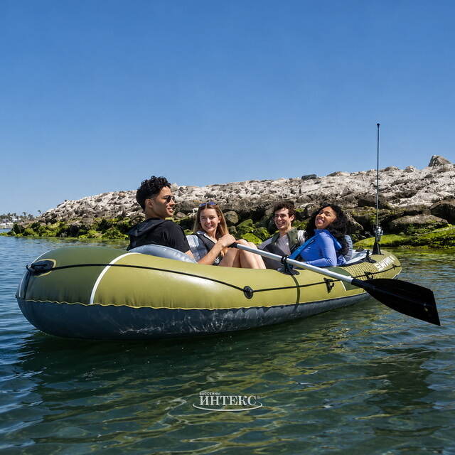 Надувная лодка Seahawk (Сихок) четырехместная 351*145*48 см + насос и весла INTEX (Интекс)