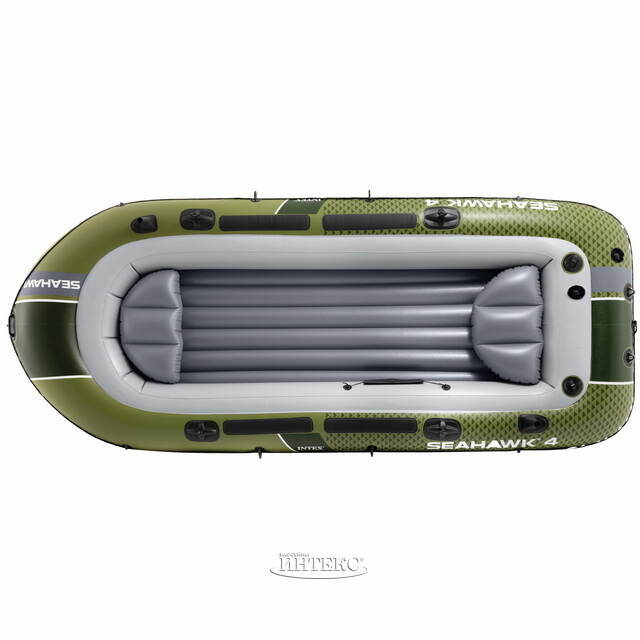 Надувная лодка Seahawk (Сихоук) четырехместная 351*145*48 см + насос и весла INTEX (Интекс)