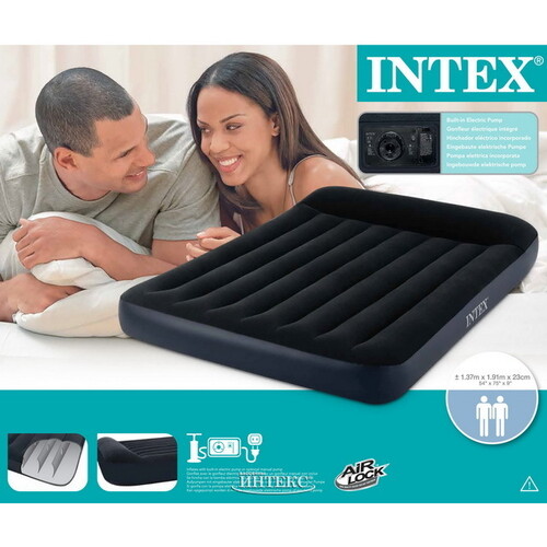 Надувной матрас с насосом Pillow Rest Classic 137*191*23 см INTEX
