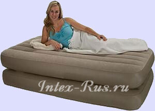 Надувная кровать Comfort Bed, TWIN 99х191х48 см, цвет хаки, встроенный электро насос INTEX