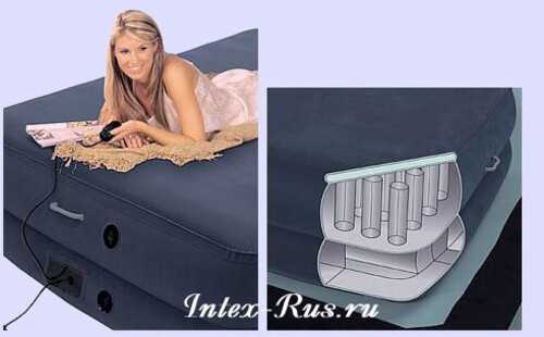 Надувная кровать FOAM TOP, 152х203х51 см, синий INTEX