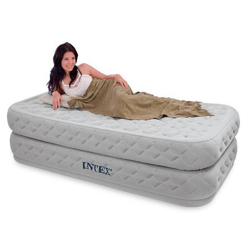 Надувная кровать Supreme Air-Flow Bed Twin, со встроенным насосом, 99х191х51 см INTEX