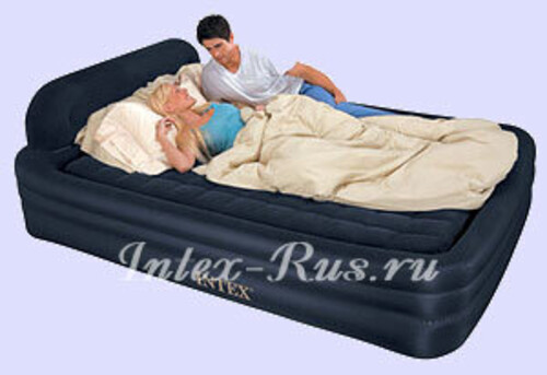Надувная кровать DELUX FRAME BED, 152х203х23, серый вереск, встроенный эл. насос INTEX