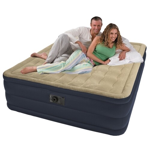 Надувная кровать Queen Plush Bed, со встроенным насосом, 152х203х46 см INTEX