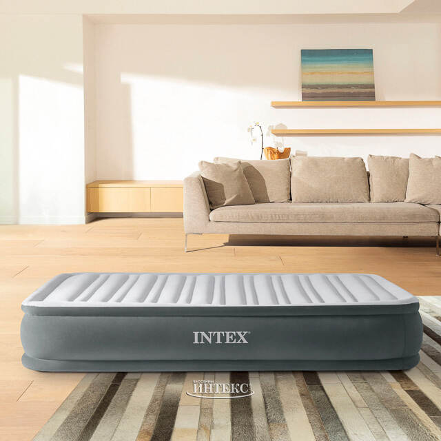 Надувная кровать с насосом Comfort-Plush 99*191*33 см INTEX (Интекс)