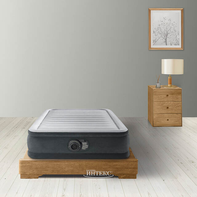 Надувная кровать с насосом Comfort-Plush 99*191*33 см INTEX (Интекс)