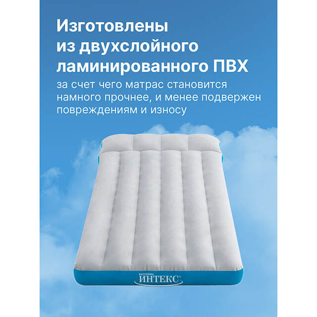 Надувной туристический матрас для кемпинга 72*189*20 см INTEX